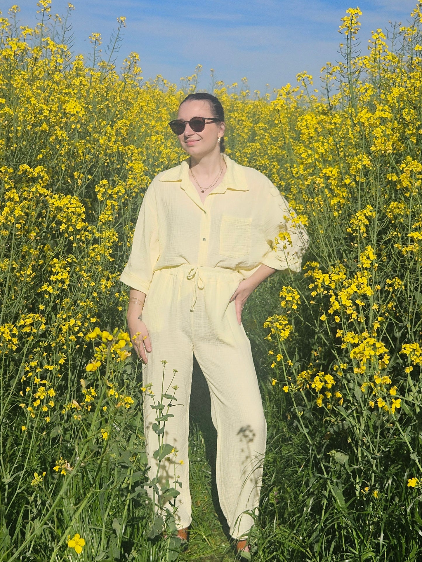 Pantalon gaze de coton jaune - Violette concept store