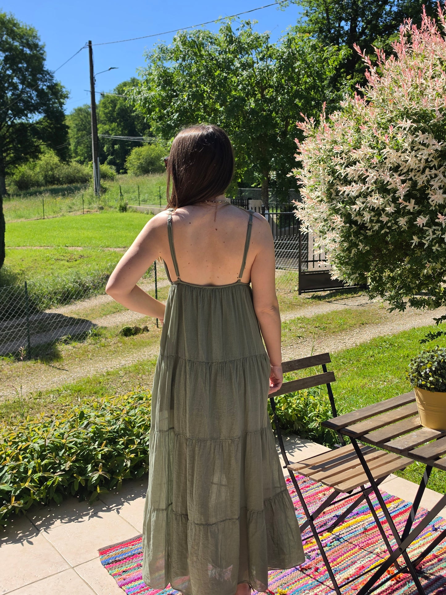 Robe longue soleil kaki - Violette concept store