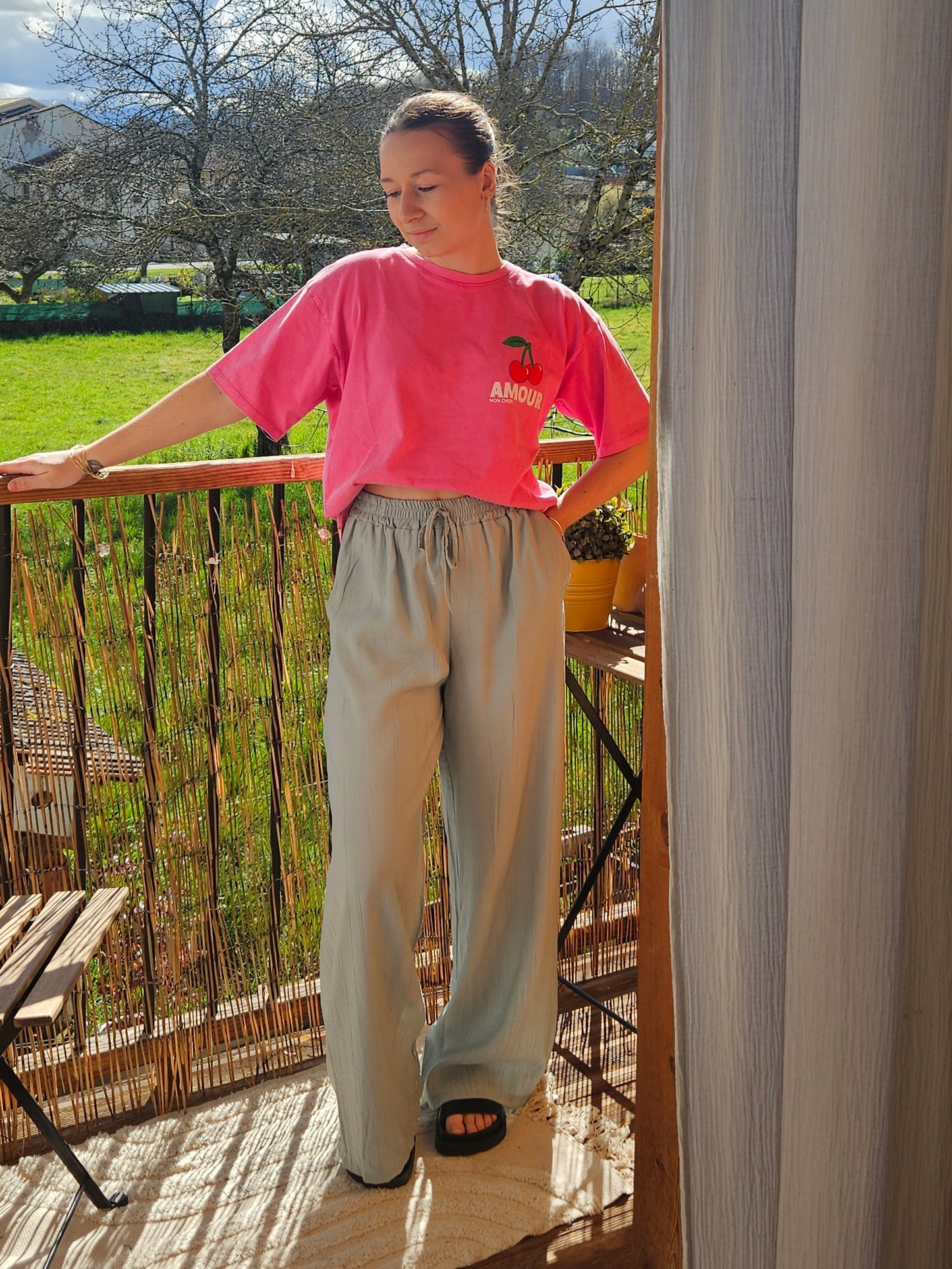 Pantalon fluide vert d'eau - Violette concept store