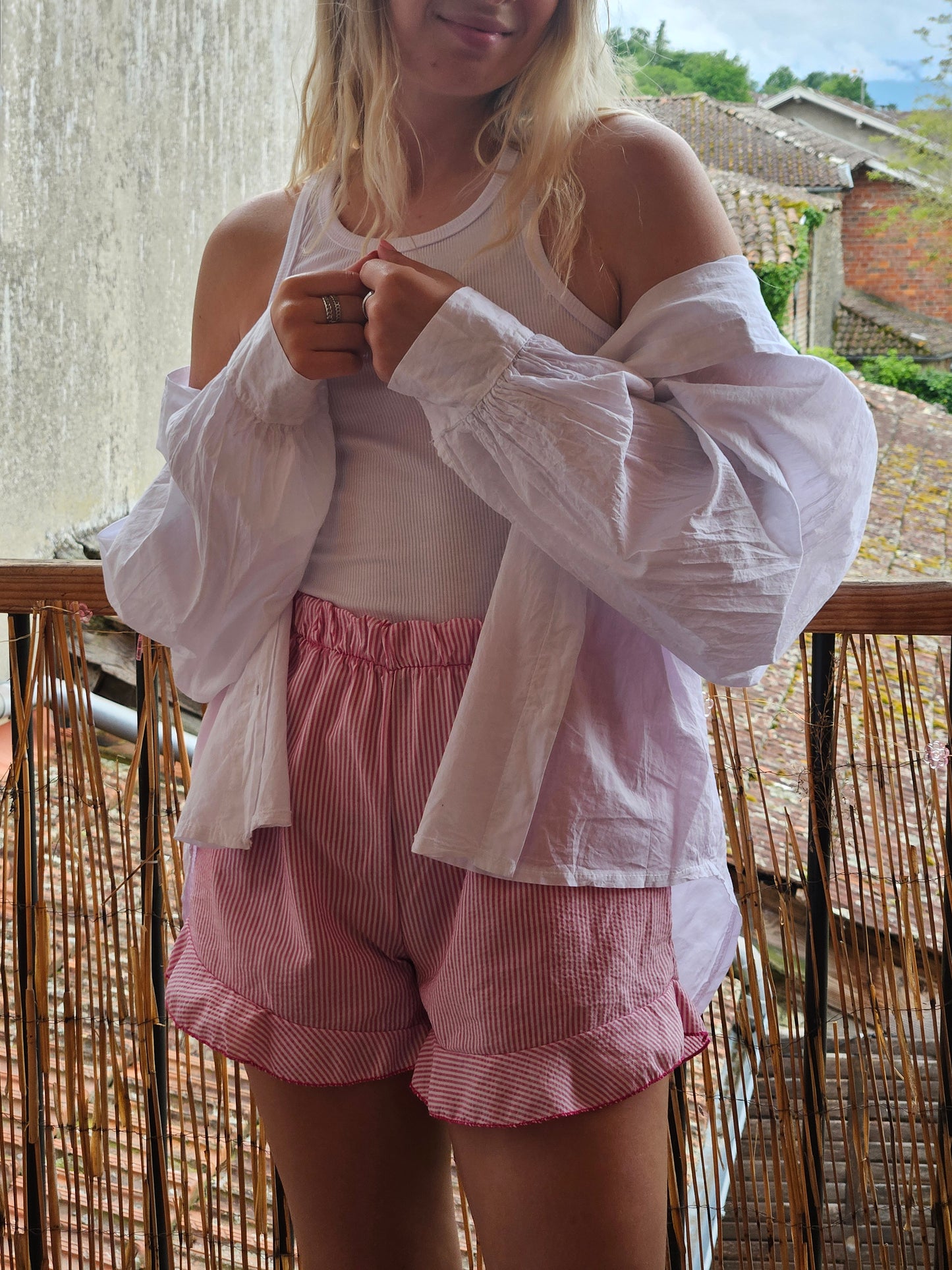 Short rose à rayures - Violette concept store