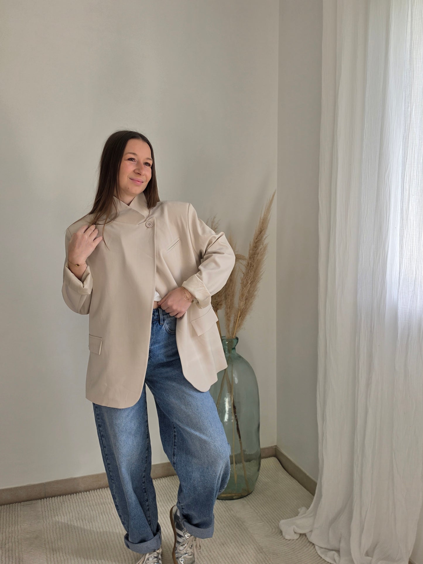 Blazer oversize croisé - Écru - Violette concept store