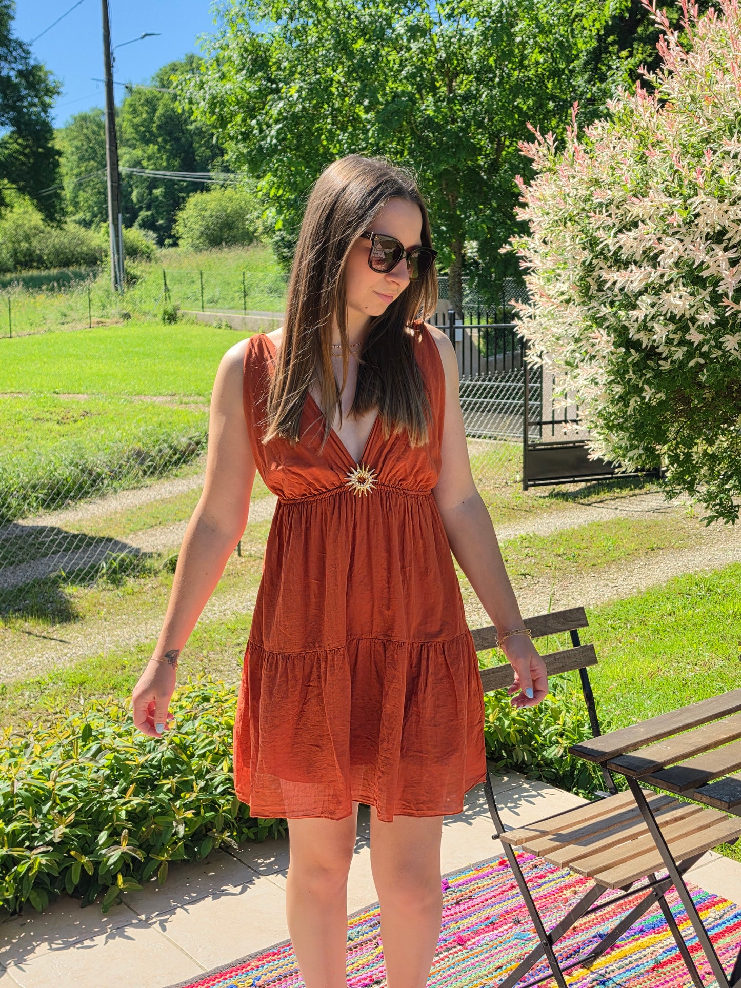 Robe courte soleil corail - Violette concept store