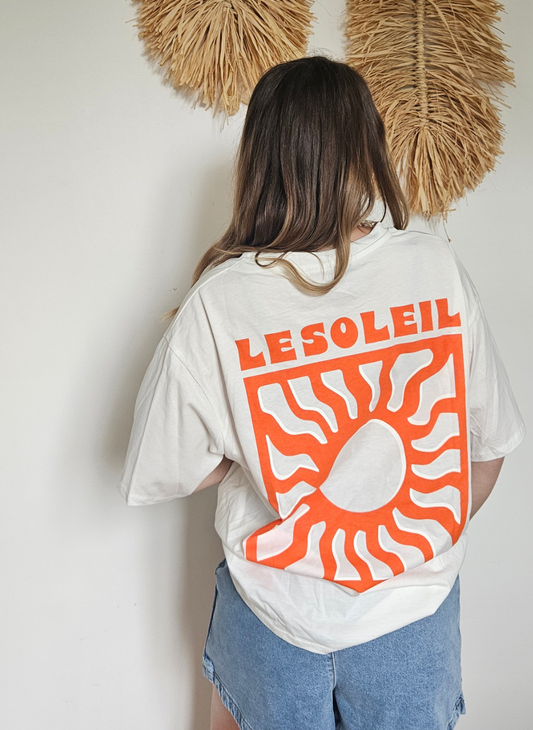 Tee-shirt Soleil orange oversize