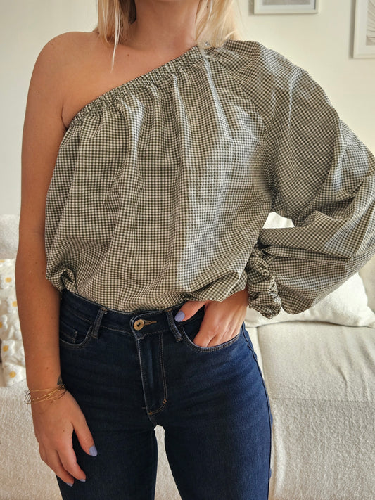 Blouse asymétrique kaki