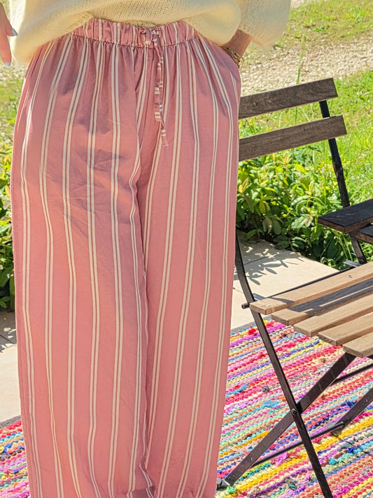 Pantalon lin rayé - Violette concept store