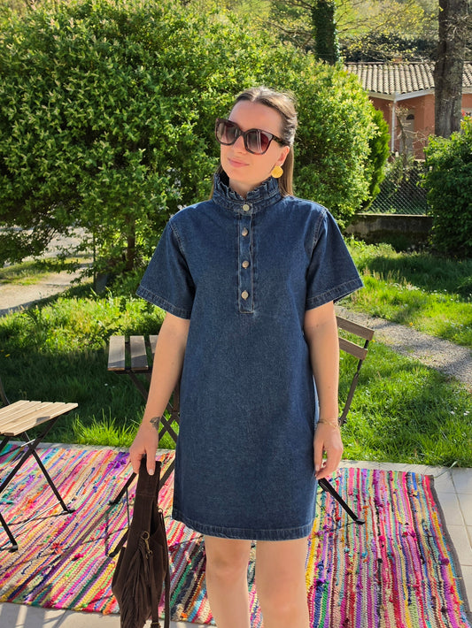 Robe en jean - Col cheminée - Violette concept store