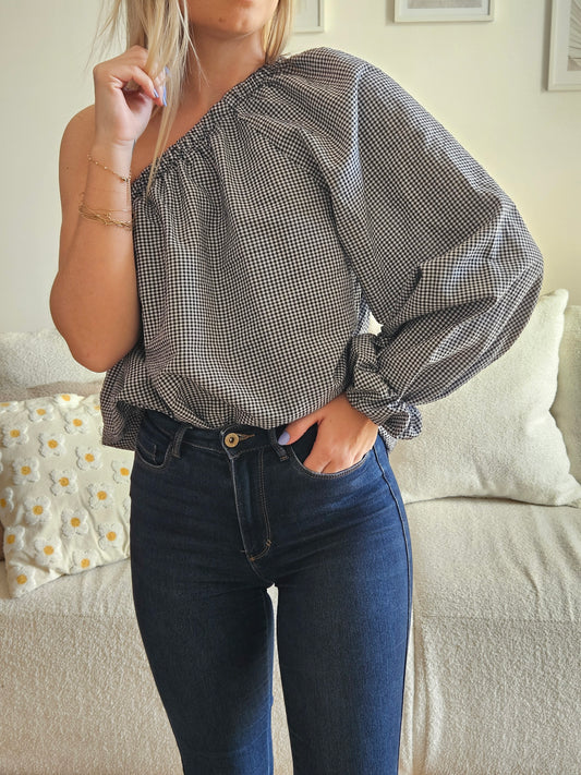 Blouse asymétrique bleue