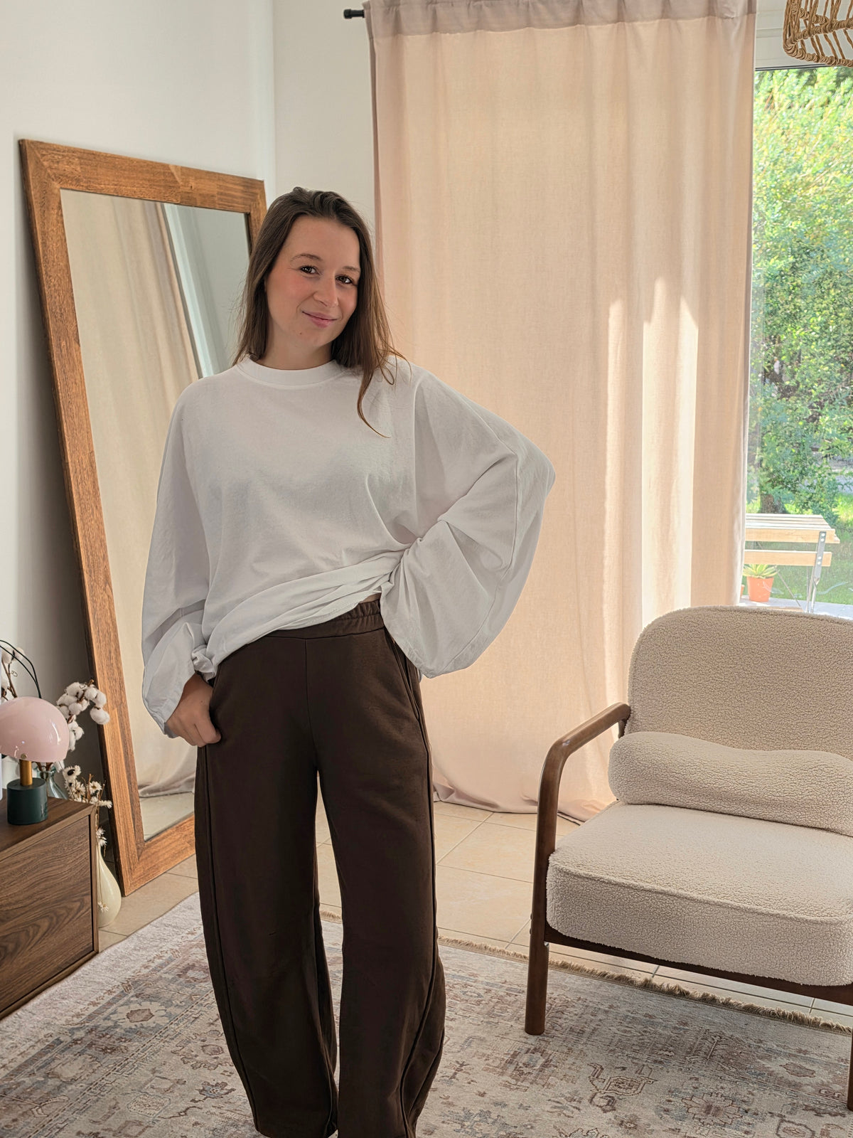 Pantalon barrel chocolat