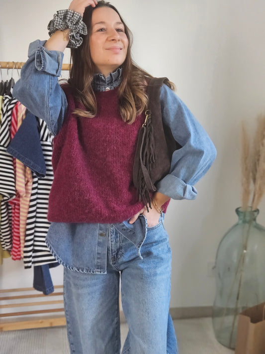 Pull sans manches bordeaux - Violette concept store