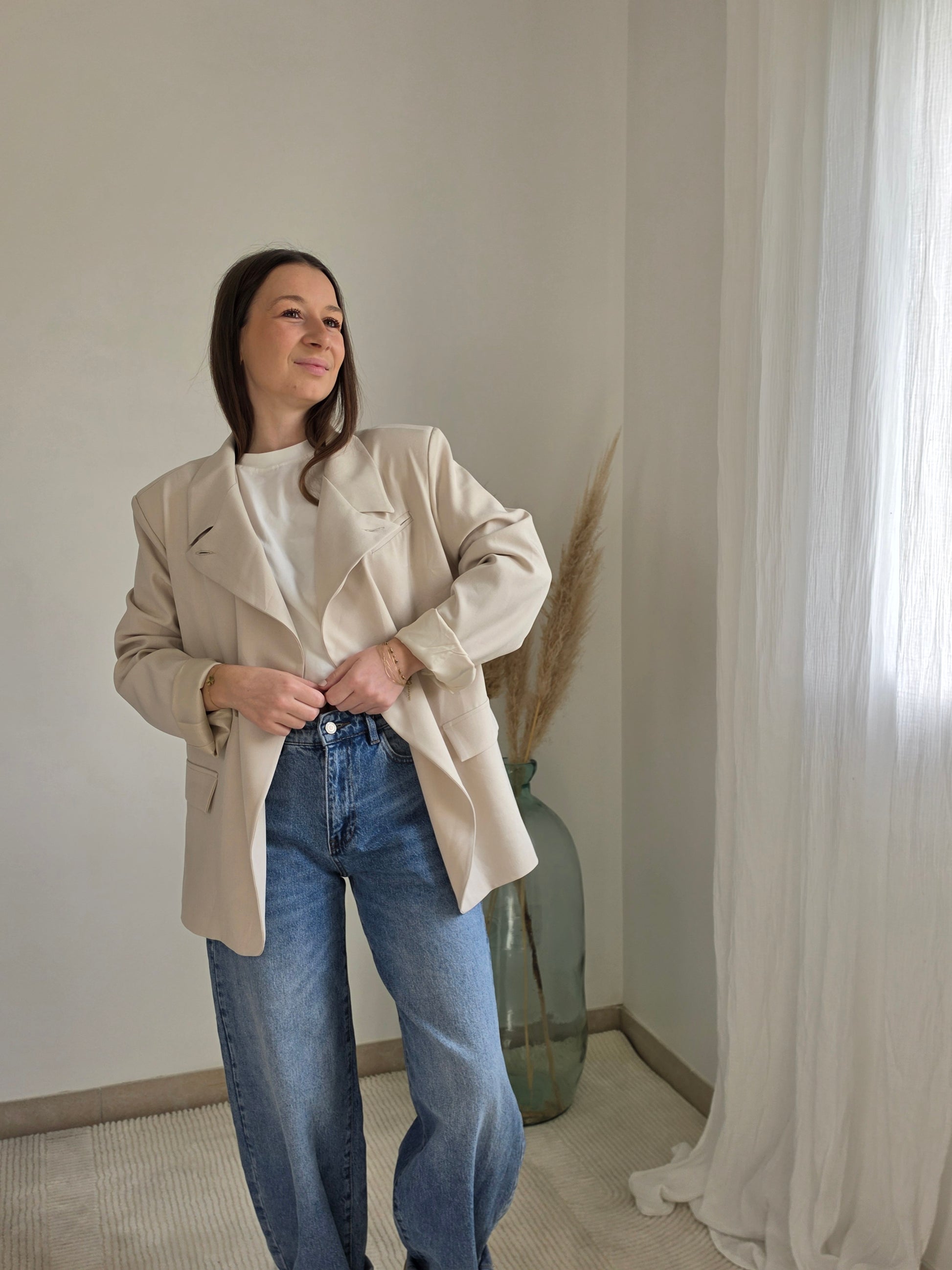 Blazer oversize croisé - Écru - Violette concept store