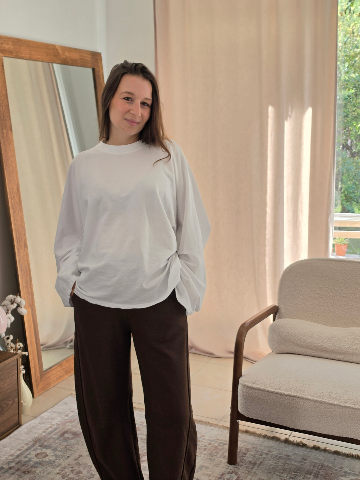 Pantalon barrel chocolat
