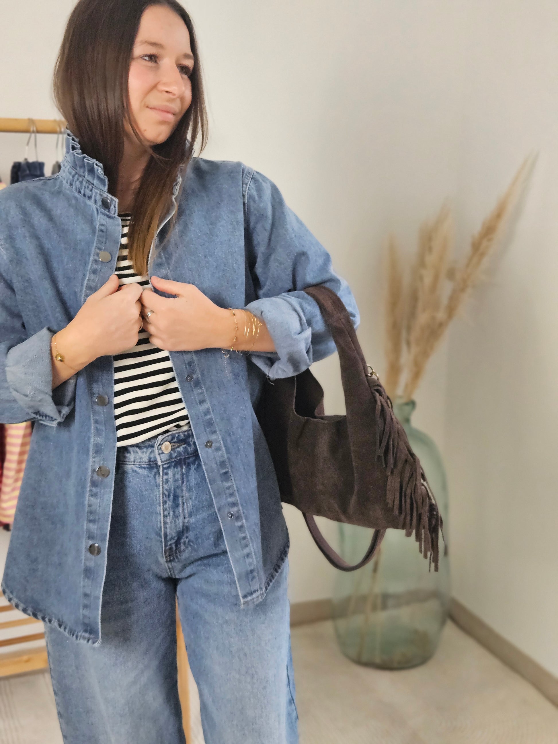Chemise en jean - Col cheminée - Violette concept store