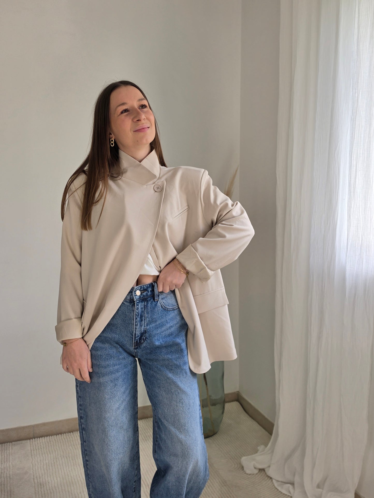 Blazer oversize croisé - Écru - Violette concept store