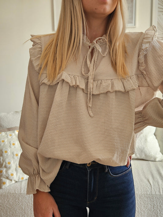 Blouse vichy beige