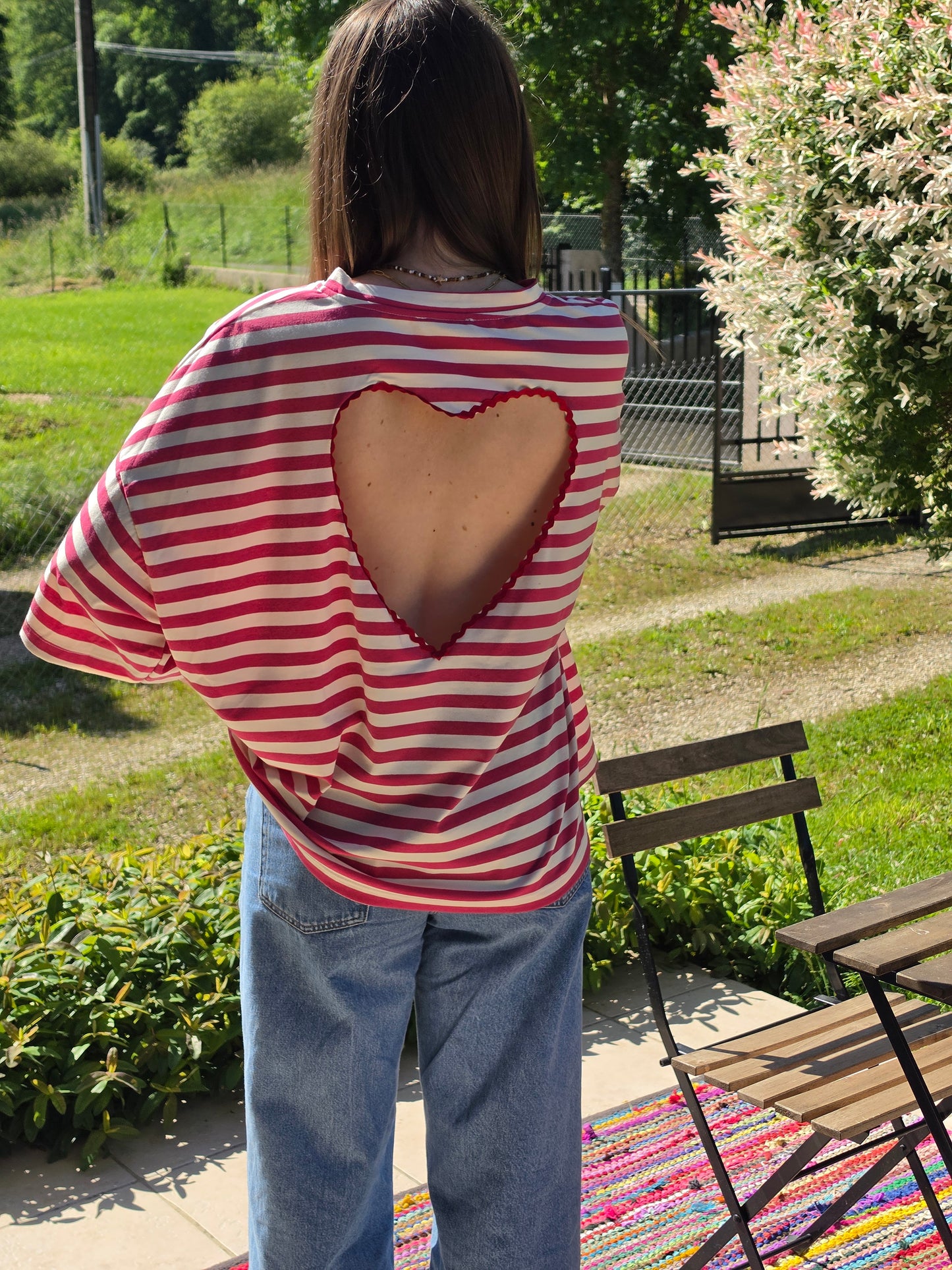Tee-shirt cœur marinière - Violette concept store
