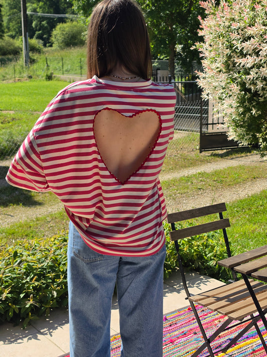 Tee-shirt cœur marinière - Violette concept store
