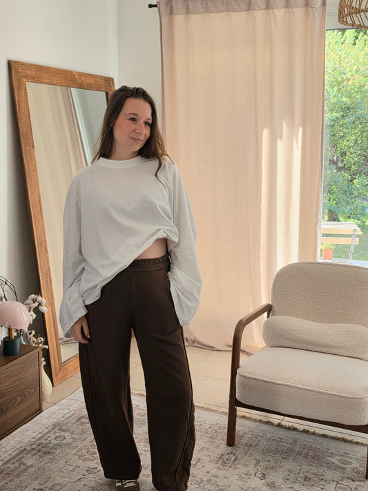 Pantalon barrel chocolat - Violette concept store