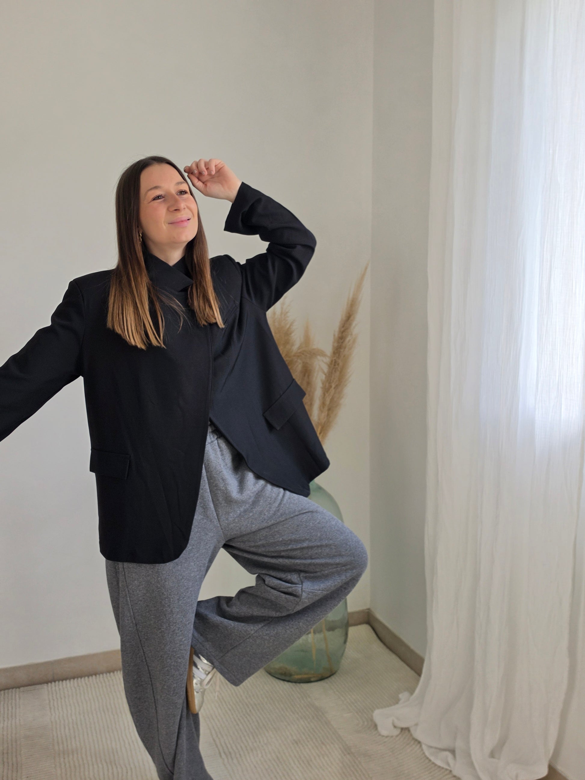 Blazer oversize croisé - Noir - Violette concept store
