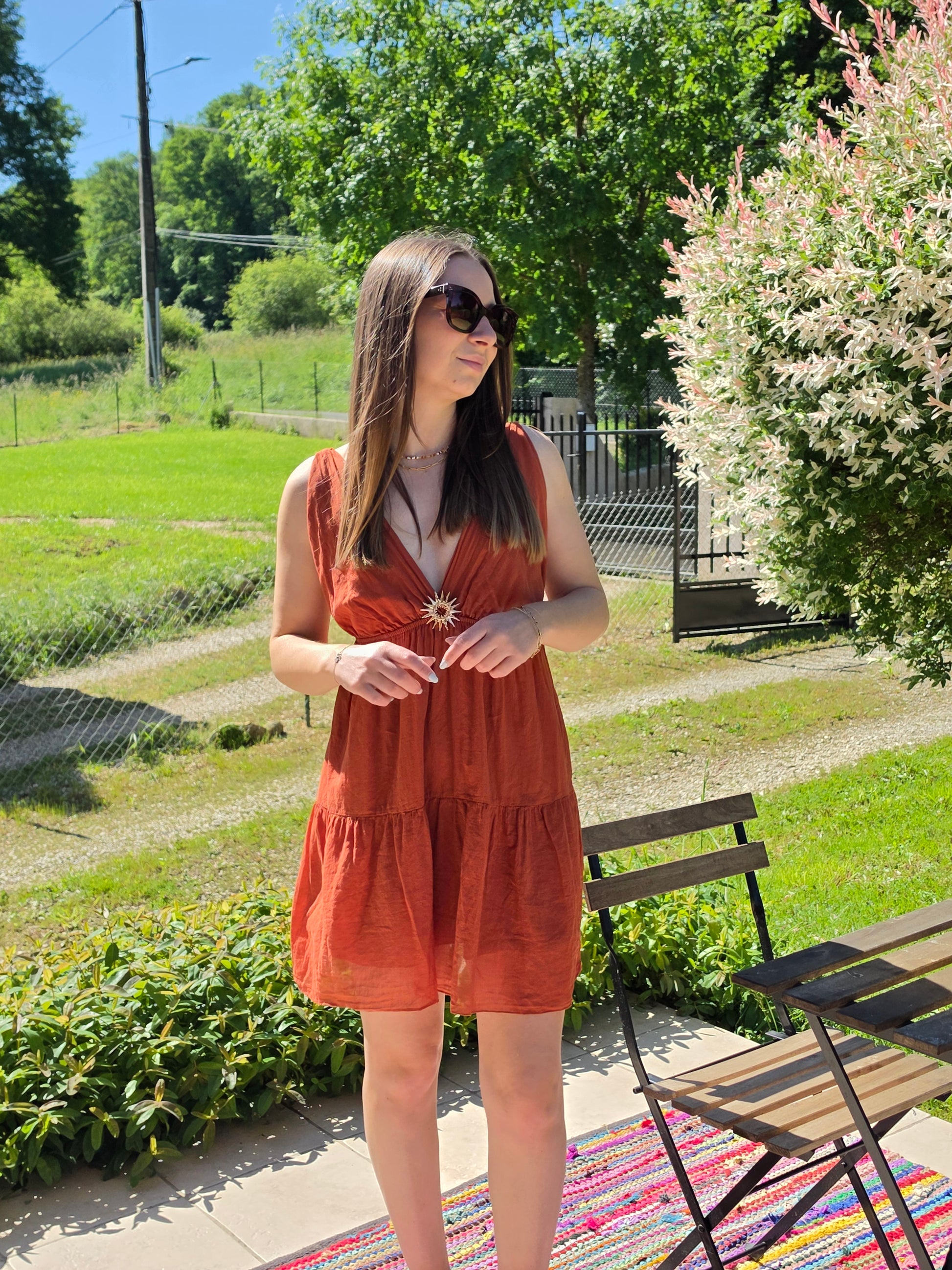 Robe courte soleil corail - Violette concept store