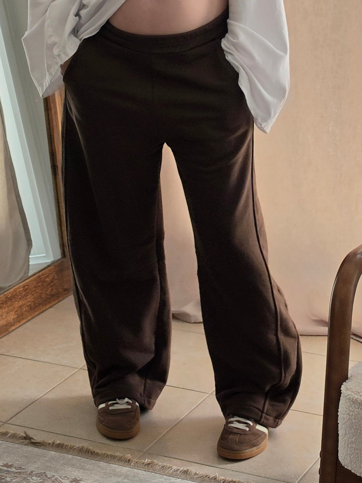 Pantalon barrel chocolat