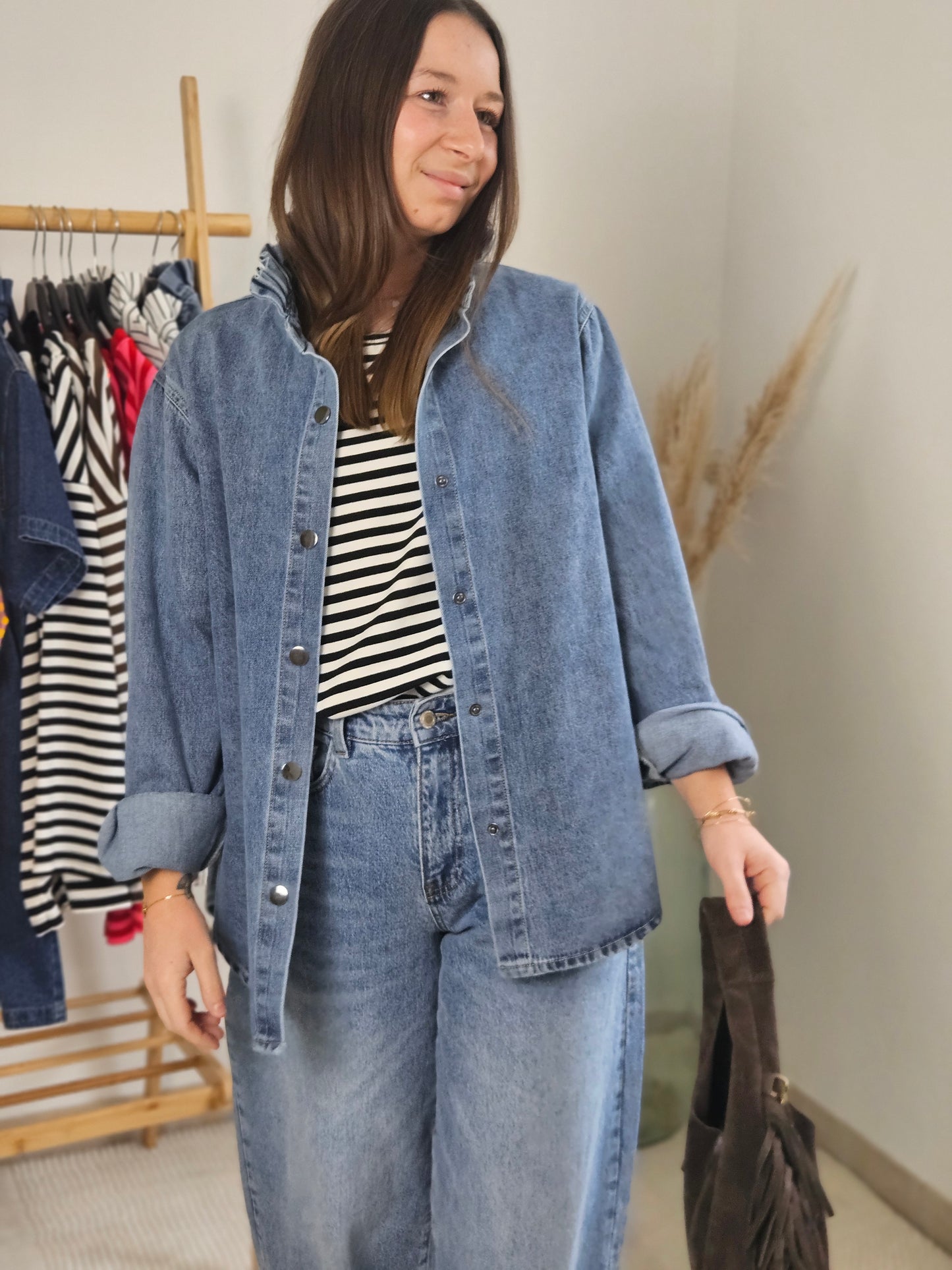 Chemise en jean - Col cheminée - Violette concept store