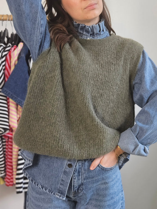 Pull sans manches kaki - Violette concept store