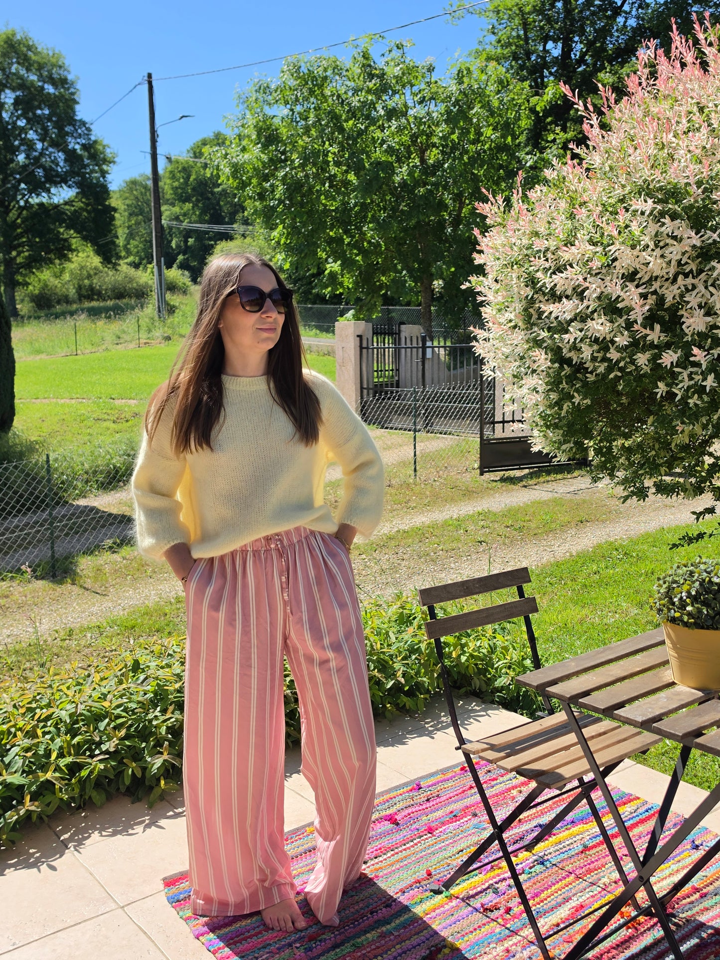 Pantalon lin rayé - Violette concept store