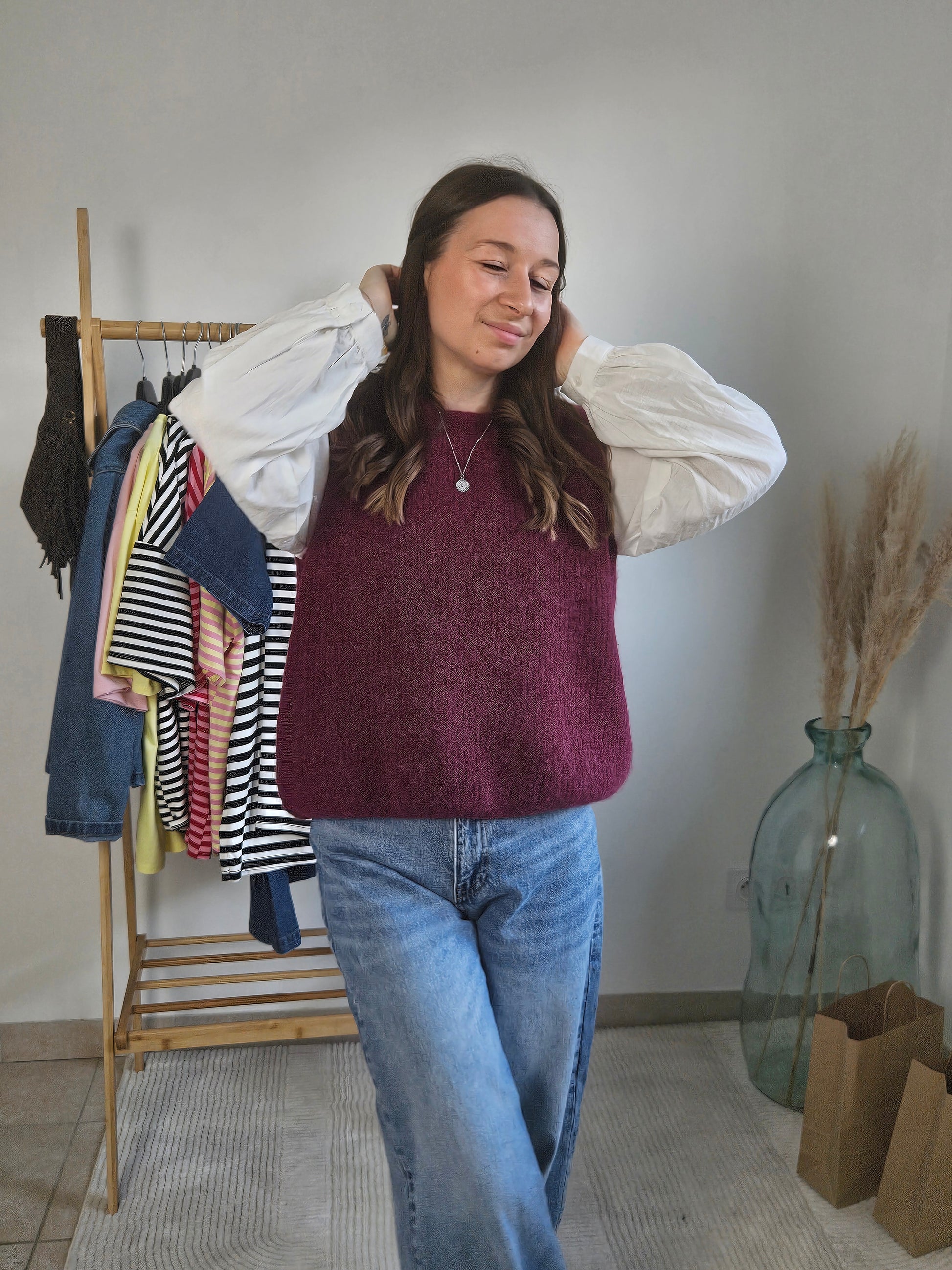 Pull sans manches bordeaux - Violette concept store