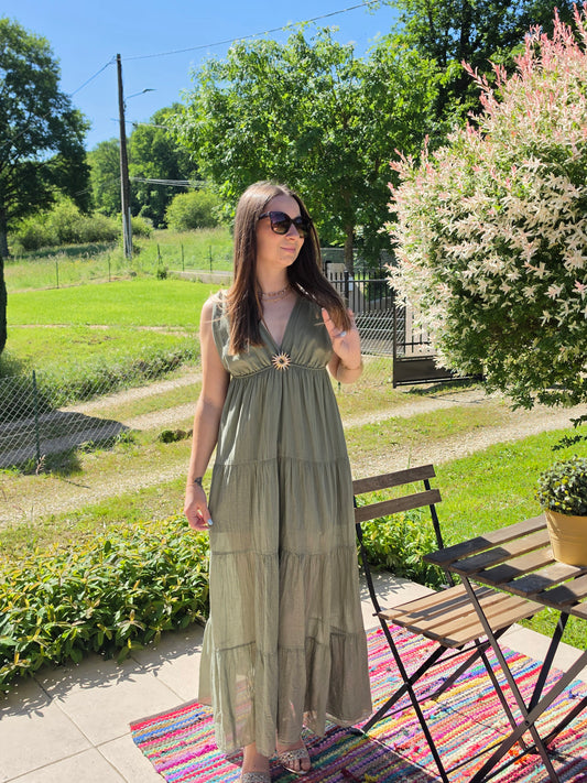 Robe longue soleil kaki - Violette concept store