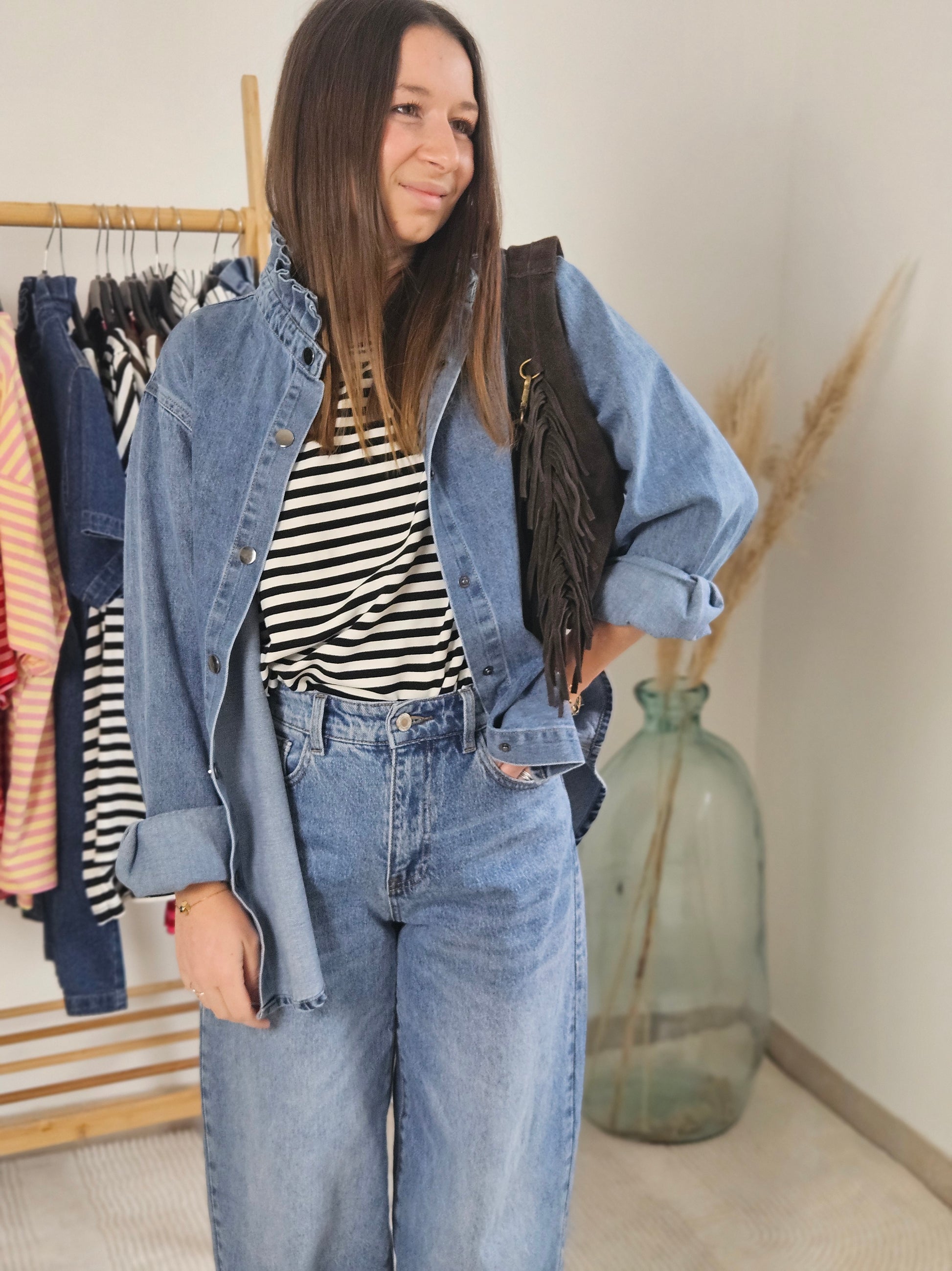 Chemise en jean - Col cheminée - Violette concept store