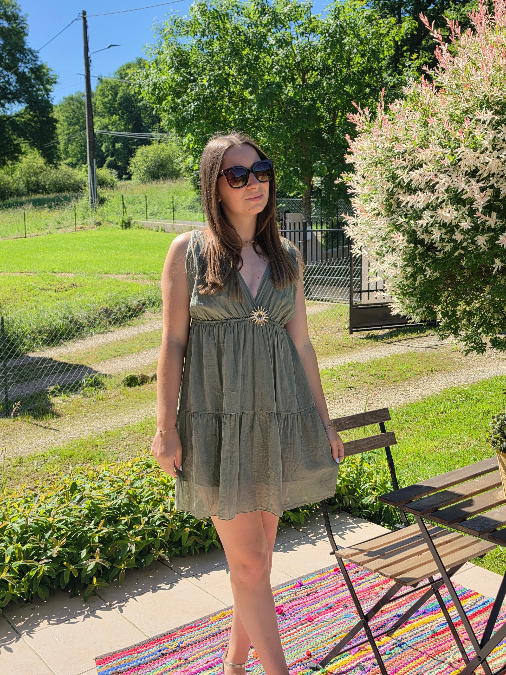 Robe courte soleil kaki - Violette concept store