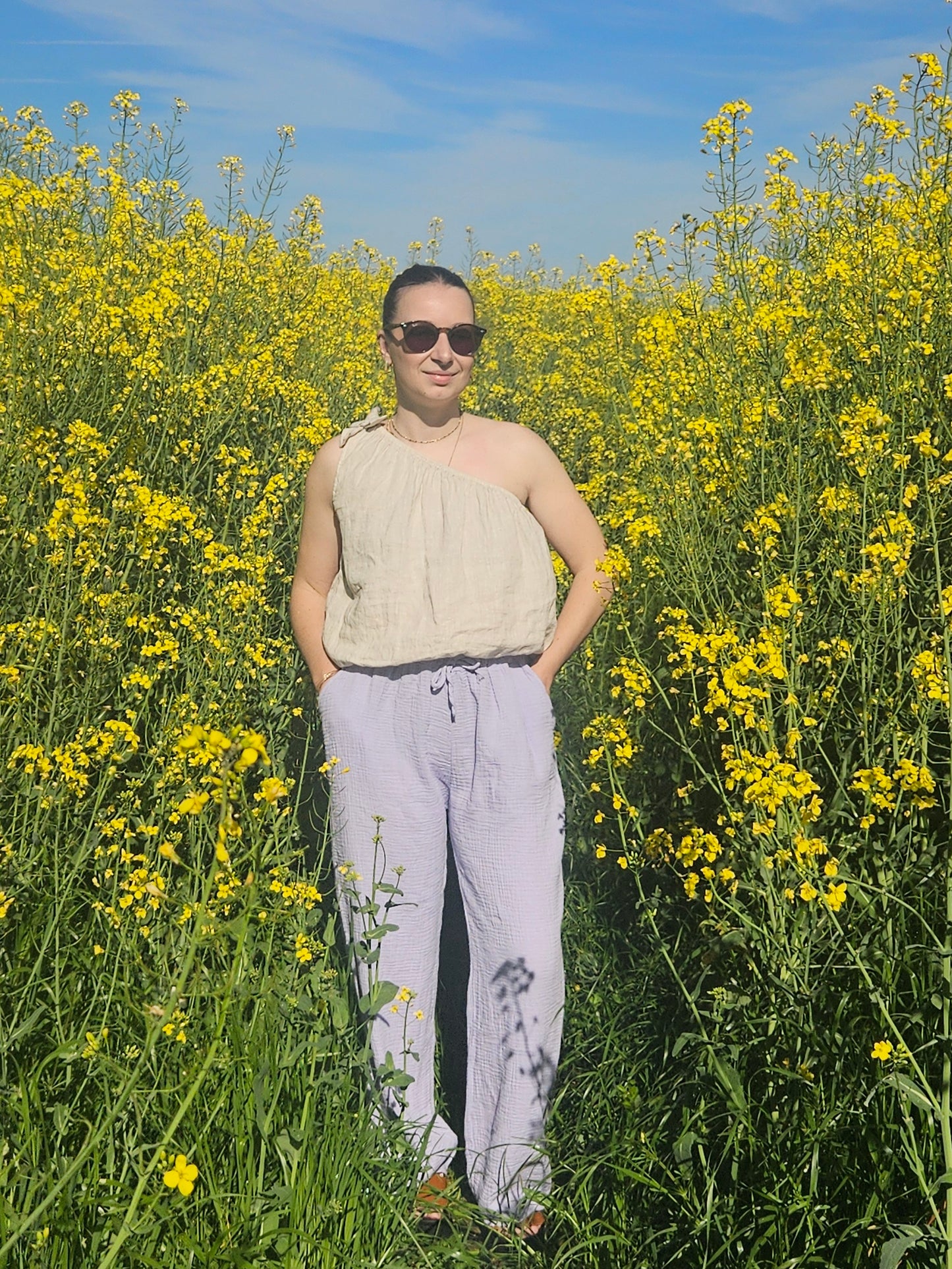 Pantalon gaze de coton lilas - Violette concept store
