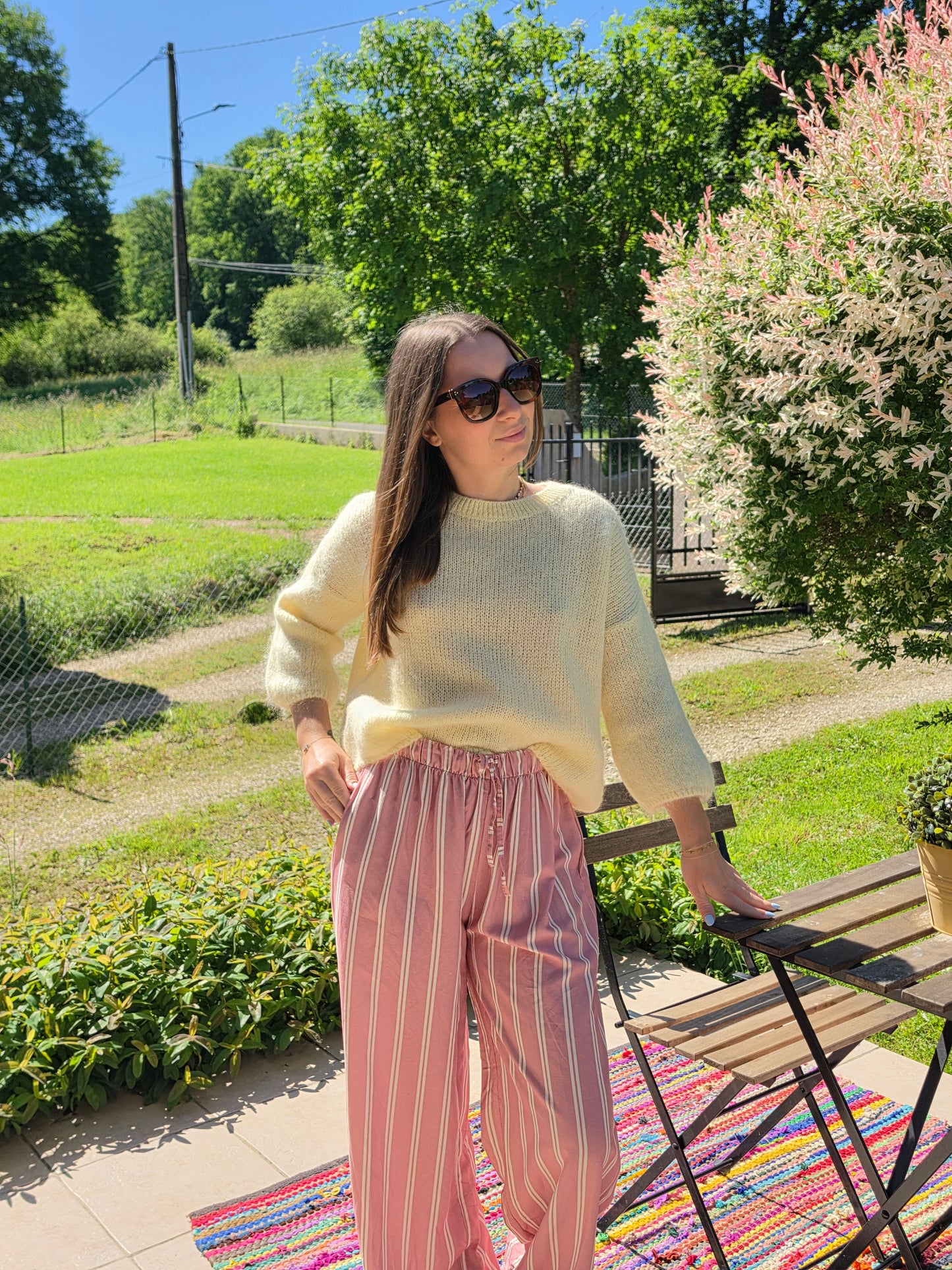 Pantalon lin rayé - Violette concept store