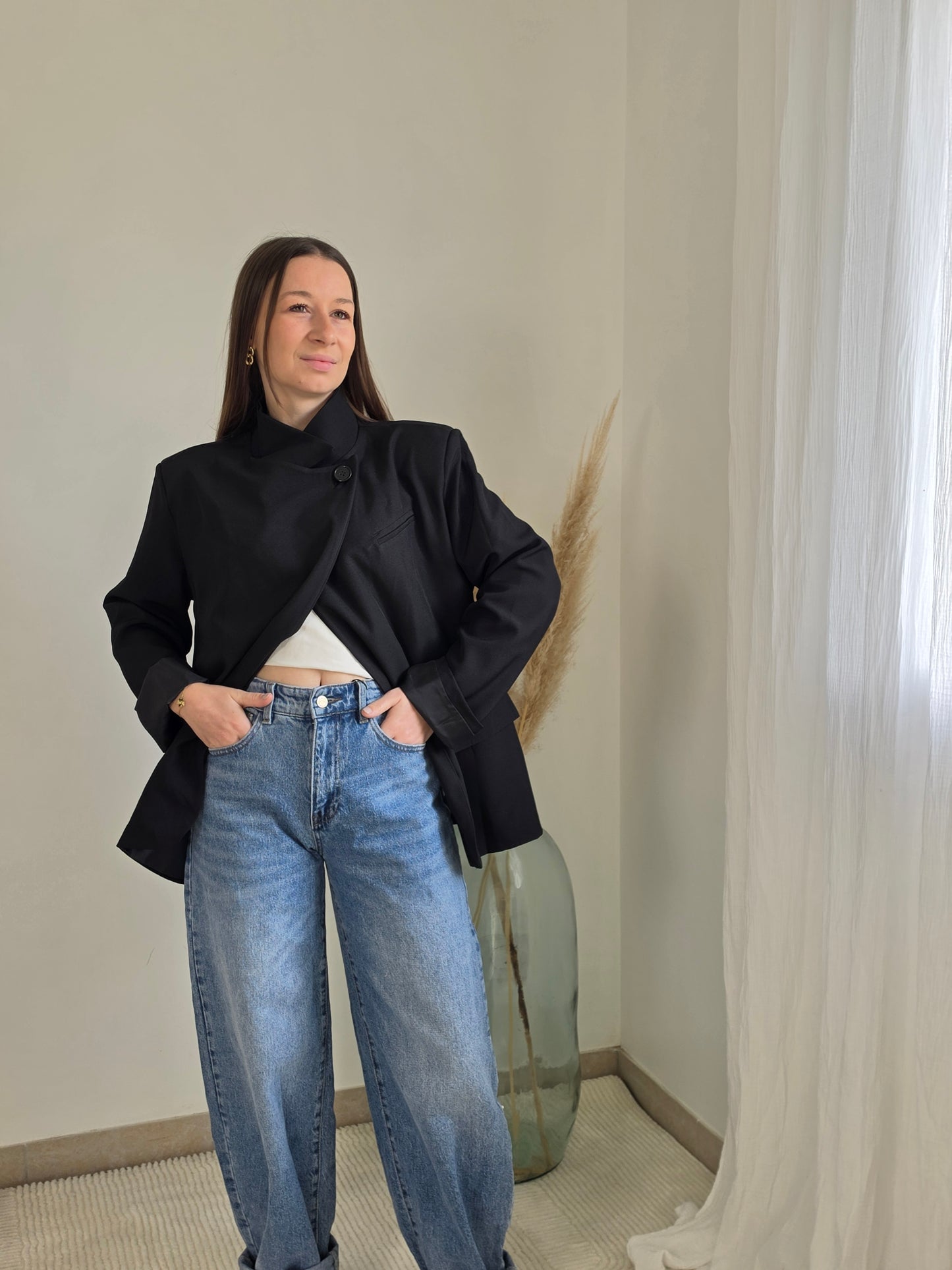 Blazer oversize croisé - Noir - Violette concept store