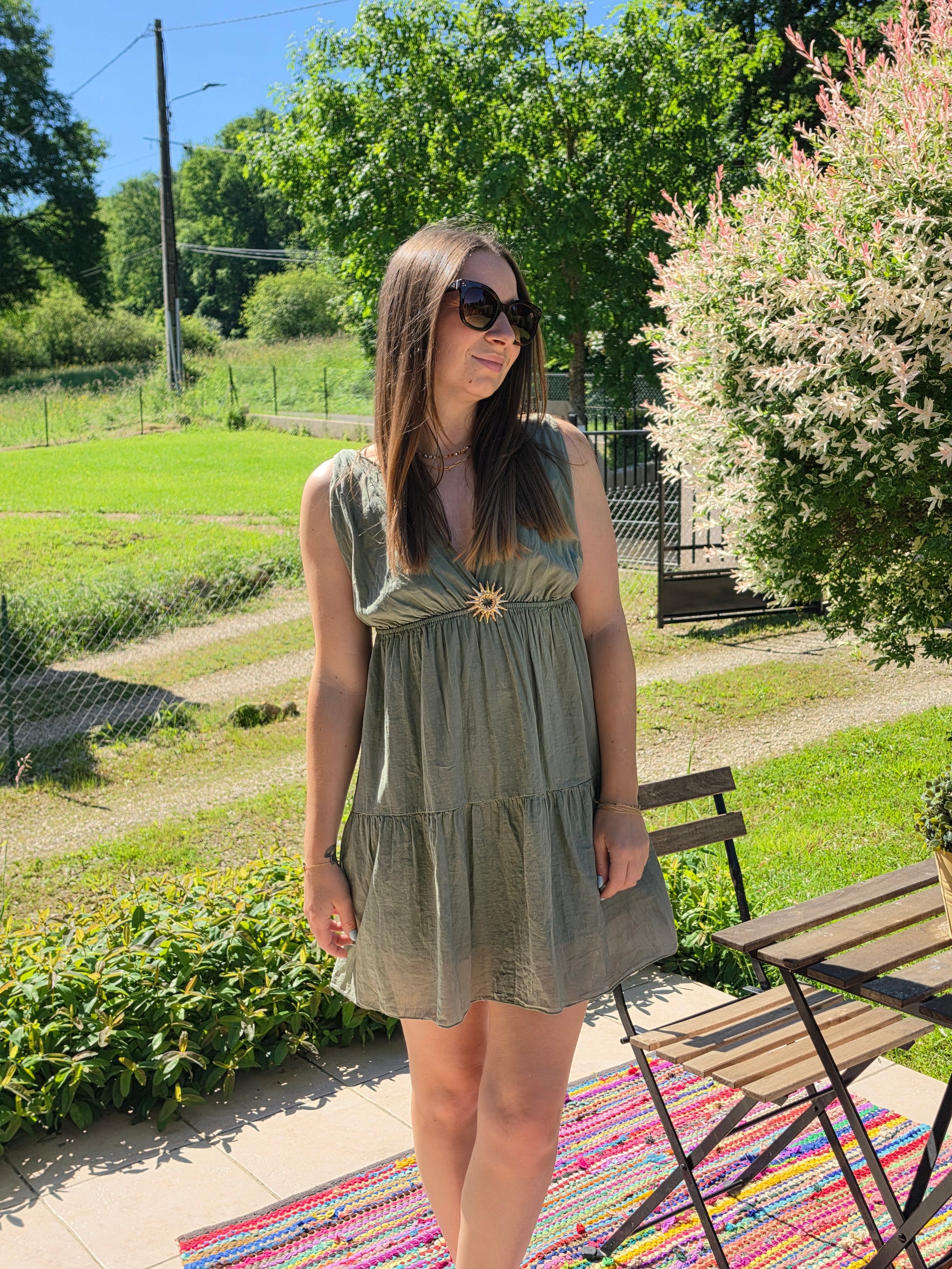 Robe courte soleil kaki - Violette concept store
