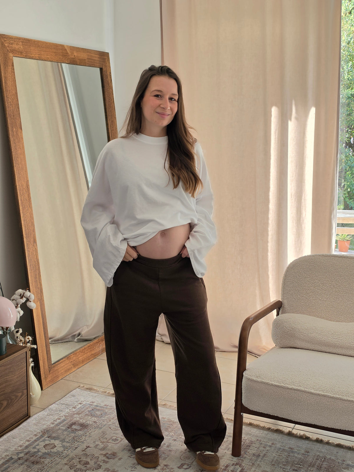 Pantalon barrel chocolat