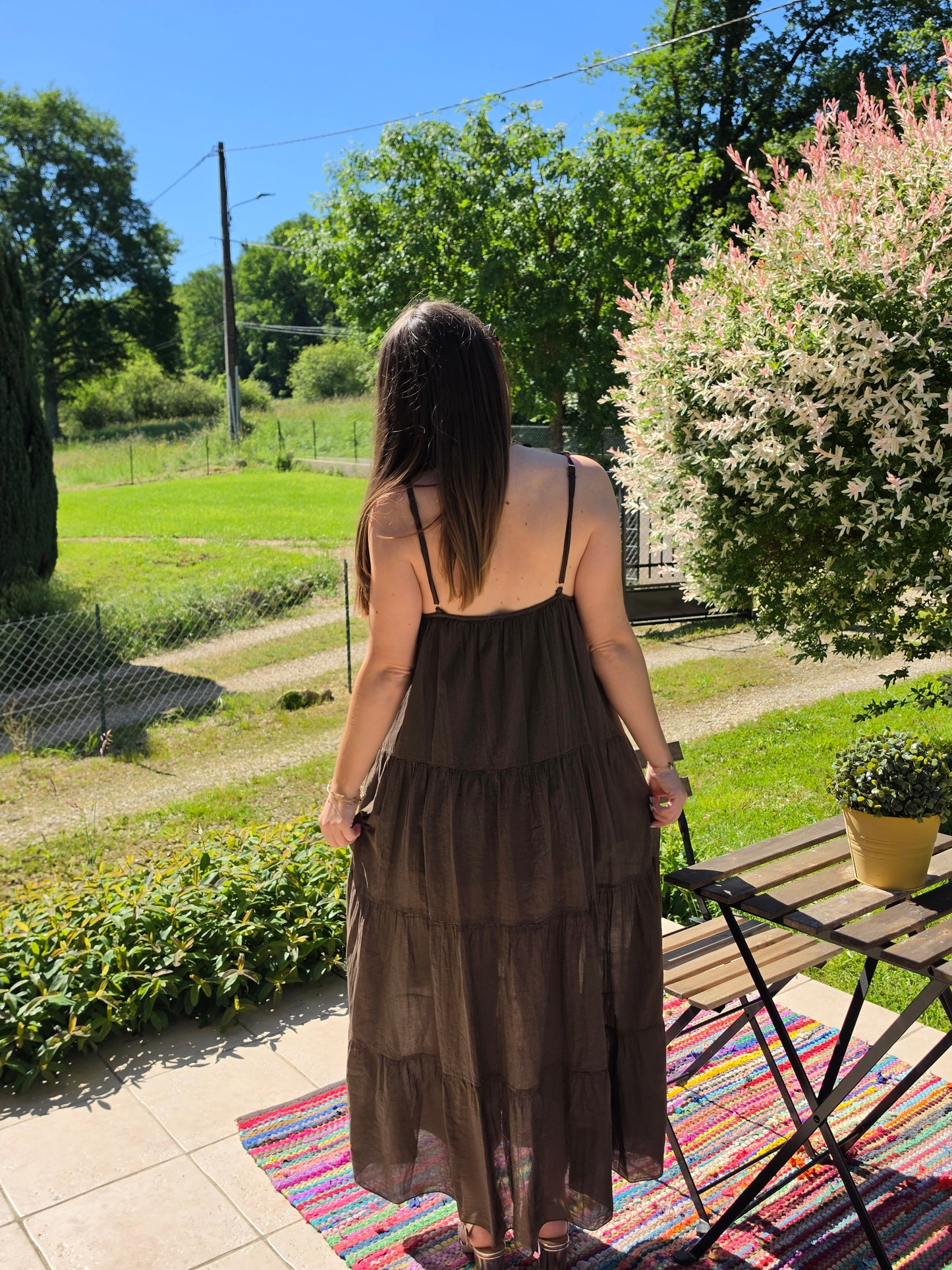 Robe longue soleil marron - Violette concept store