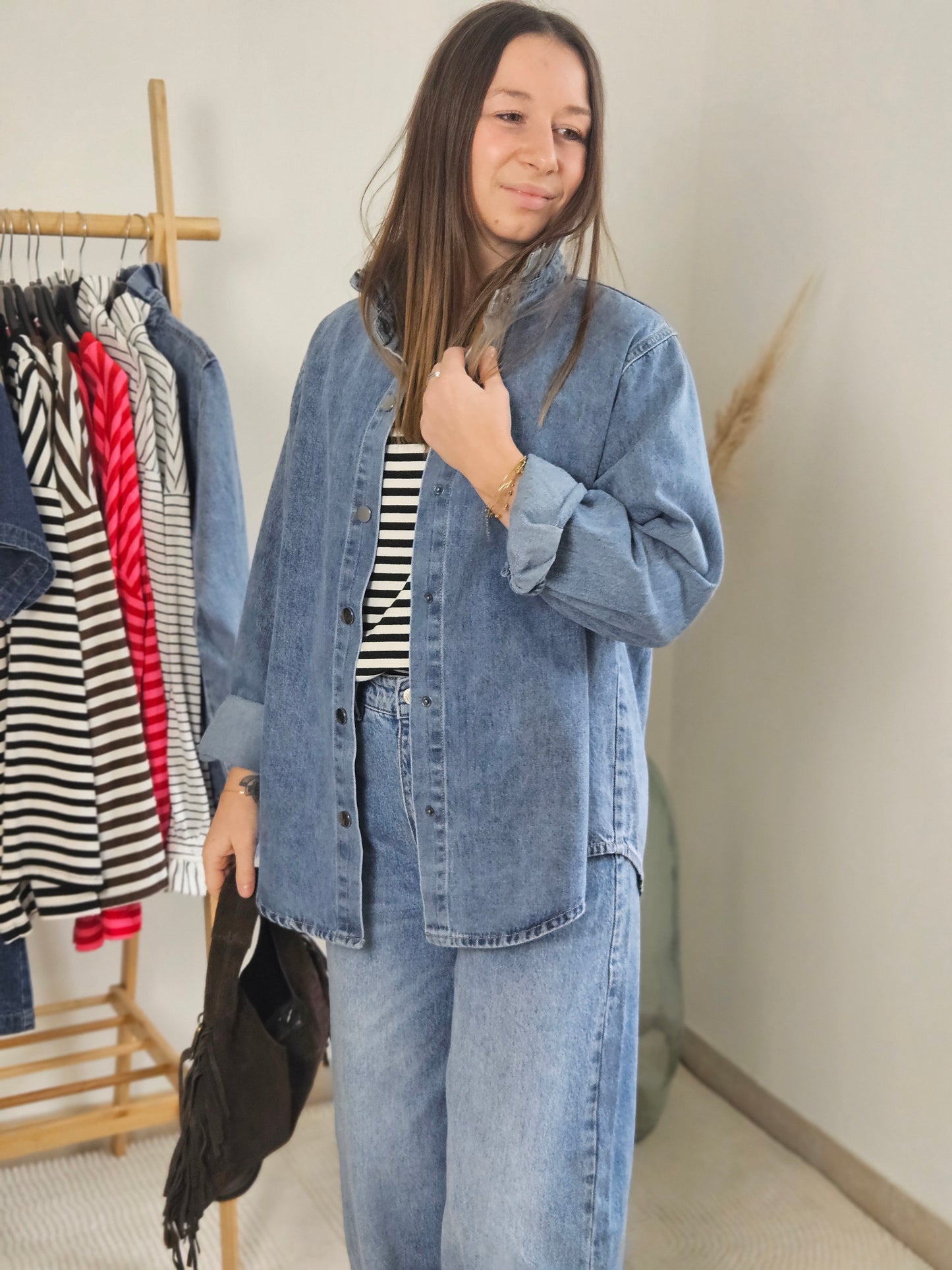 Chemise en jean - Col cheminée - Violette concept store