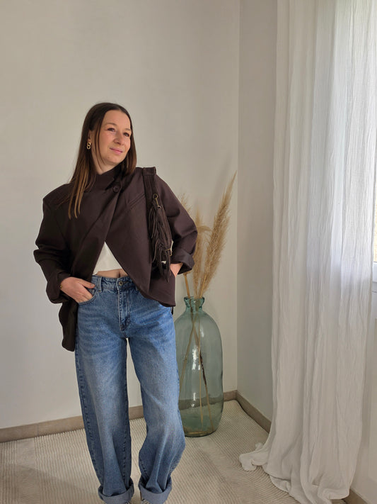 Blazer oversize croisé - Chocolat - Violette concept store