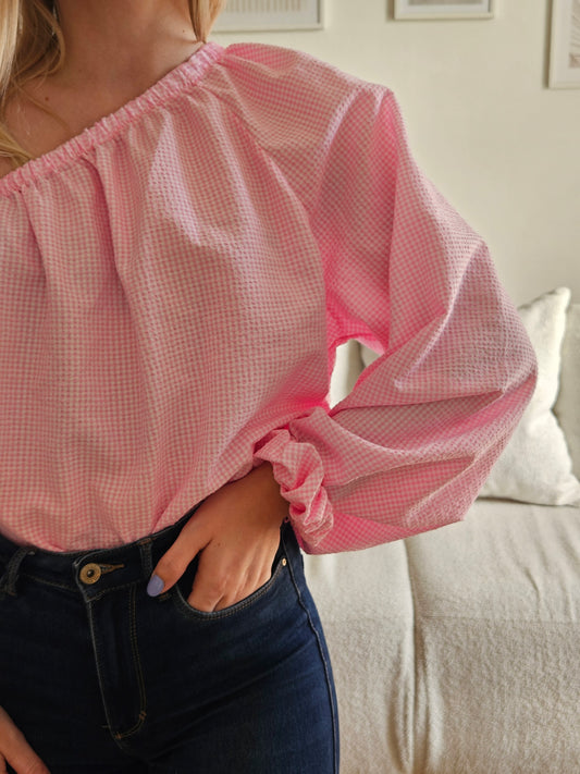 Blouse asymétrique rose