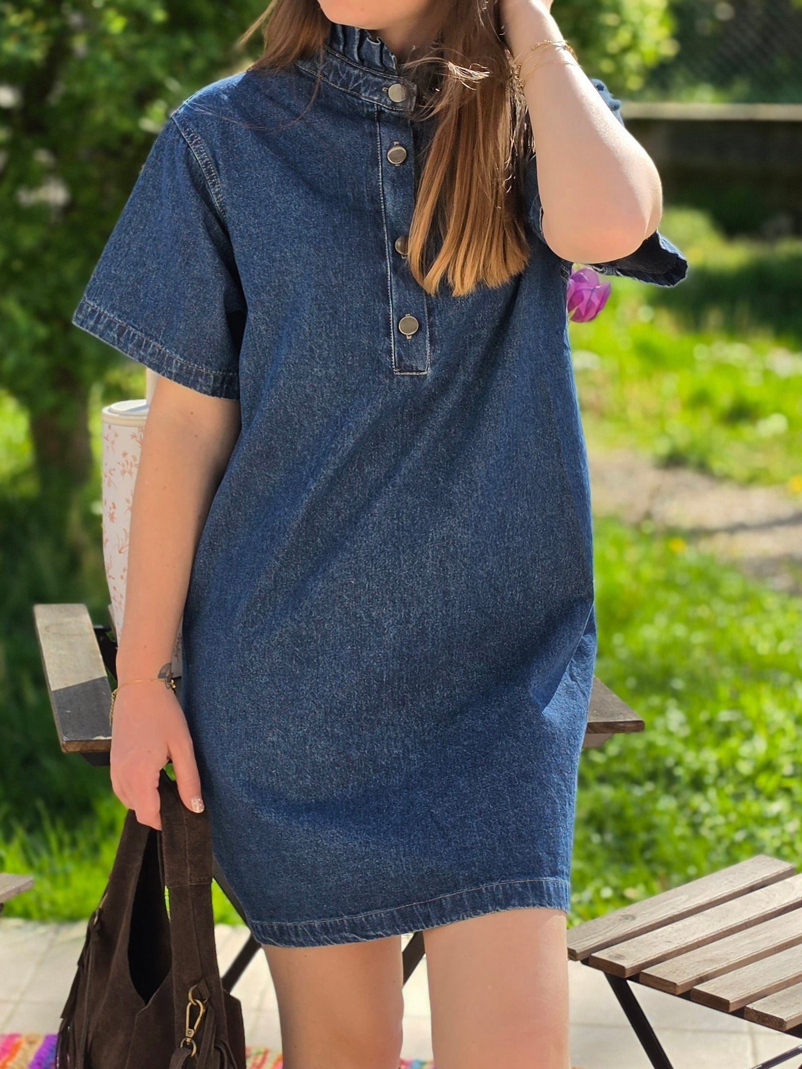 Robe en jean - Col cheminée - Violette concept store