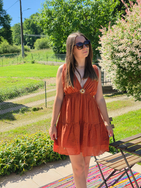 Robe courte soleil corail - Violette concept store
