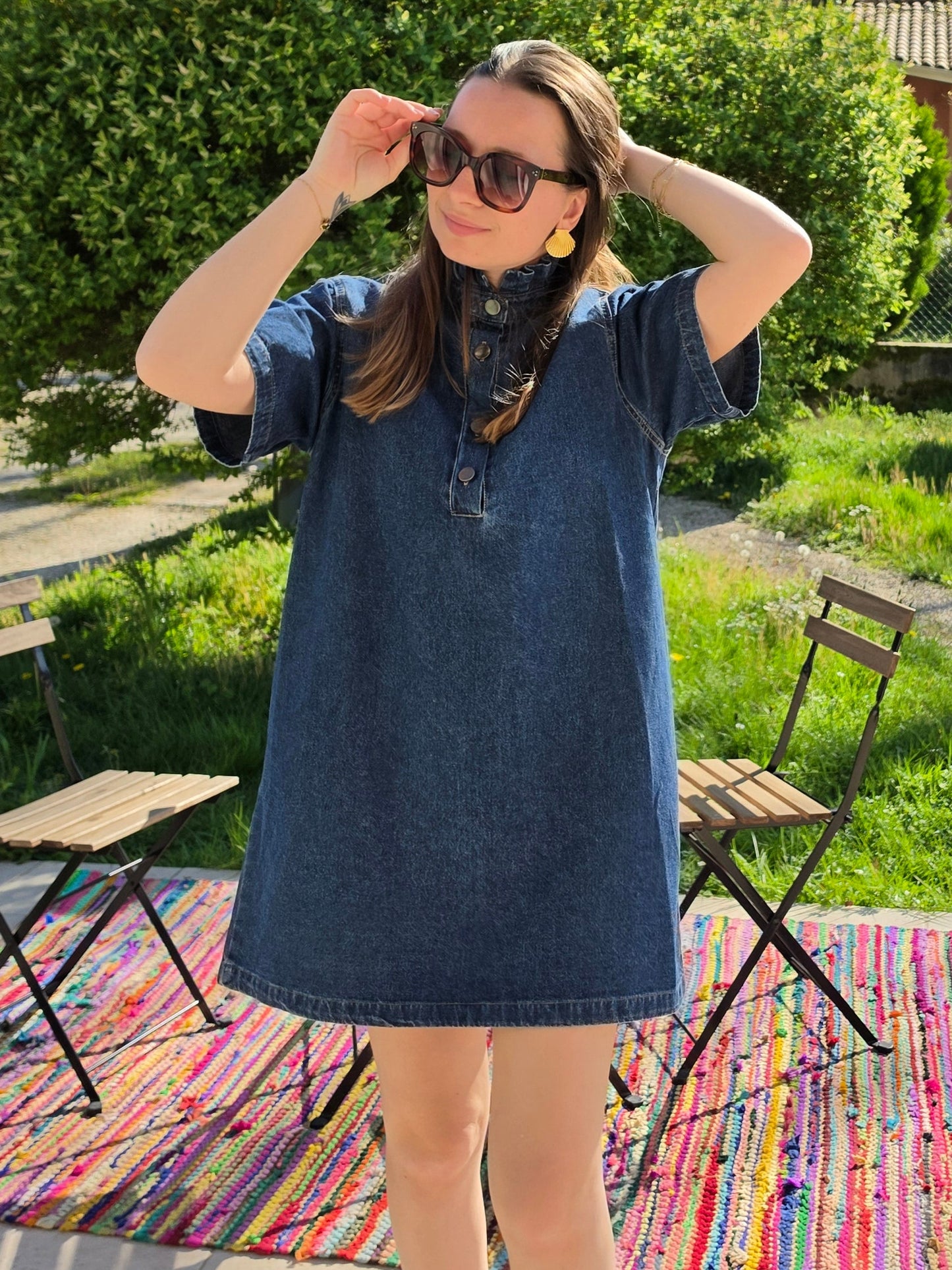 Robe en jean - Col cheminée - Violette concept store